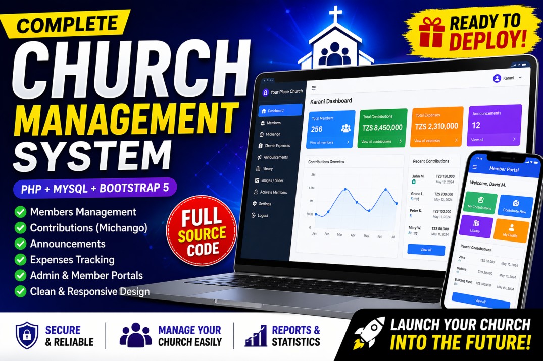 Premium Church Management System – Complete PHP Source Code for Modern Churches